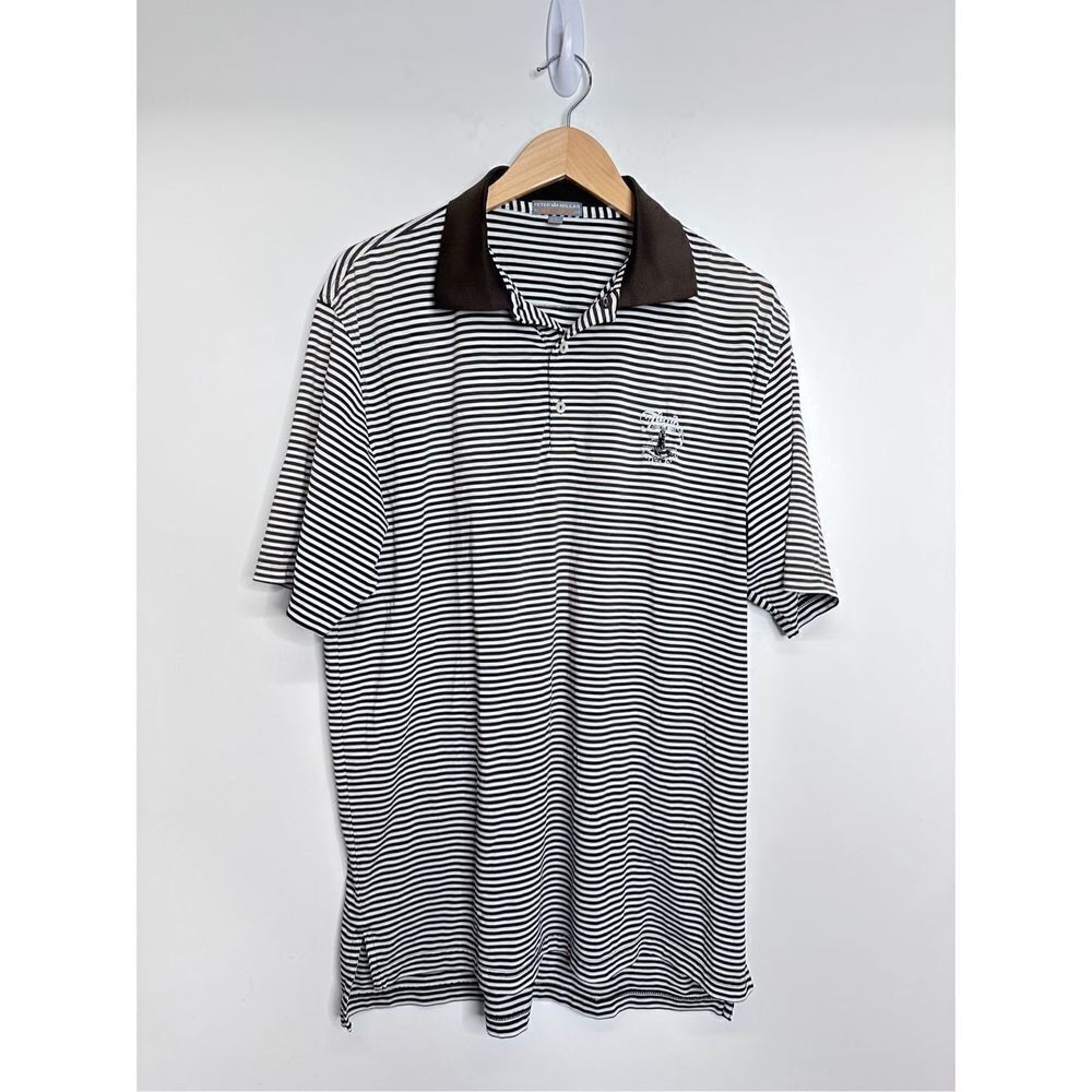 Peter Millar‎ Summer Comfort Shirt Mens Large Striped Polo Brown/White